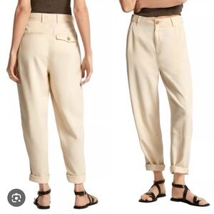 Everlane Parchment Cream The Tencel Relaxed Chino Pants Sz 0 High Waisted
